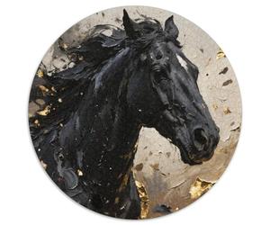 Dark Cheval 1000 Pièces Puzzle Rond Jeu Animaux Puzzles Éduchatif Défi Jouets Cadeau Unique pour Adultes Et Enfants 1000pcs (67.5x67.5cm)