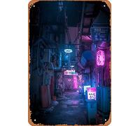 Dark City Vibes in Tokyo Affiche en métal rétro décorative pour la maison 30,5 x 20,3 cm