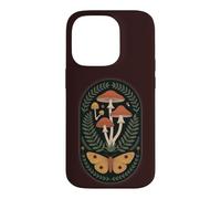 Dark Cottage Core Botanical Moth Champignon Coque pour iPhone 14 Pro