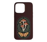 Dark Cottage Core Botanical Moth Champignon Coque pour iPhone 15 Pro Max