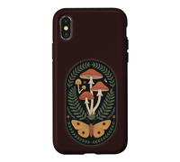 Dark Cottage Core Botanical Moth Champignon Coque pour iPhone X/XS