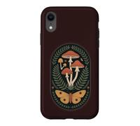 Dark Cottage Core Botanical Moth Champignon Coque pour iPhone XR