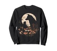 Dark Cottagecore Mushroom Girl and Wolf Femme Sweatshirt