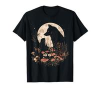 Dark Cottagecore Mushroom Girl and Wolf Femme T-Shirt
