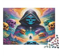 Dark Death Art Casse-tête 1000 Pièces sans Poussière, Puzzle Difficile Darker Reaperdéfi De Jeu Éducatif pour Un Moment De Complicité, Cadeau d'anniversaire Parfait 70x50cm/1000pcs