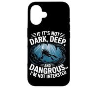 Dark Deep Dangerous Cave Diver Scuba Humour Aventure Coque pour iPhone 16