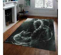 Dark Dragon Carpets Tapis 180x270 Lavable pour Salle de Jeux carpette Modernes Gothiques lavables Noirs décoration du Salon Descente lit antidérapant à Poils Bas Gamer den d aux