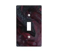 Dark Dragon Plaques de protection pour interrupteur/prises de courant, rouge et noir métallisé pour accents muraux, décoration moderne gothique, plaques murales en thermoplastique, taille standard à