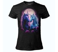 DARK EMBER - Twilight Magic, T Shirt Femme Noire en Coton, Design Fantastique, Coupe Classique XL