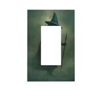 Dark Fantasy Art Old Witch in The Fog Light Switch Wall Plate Cover Single Rocker 1 Gang Decorator Outlet Receptacle Covers for Home Kitchen Room Bathroom Decor