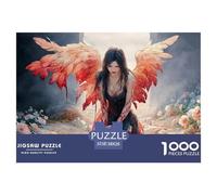 Dark Fantasy Artwork of an Evil Female 1000 Pièces Carton Extra-épais Coffret De Puzzles Girl with Red Wings Stimulant Et Éducatif Jeu Familial Puzzles pour Adultes Et Enfants 38x26cm/1000pcs