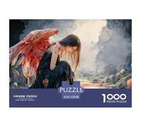 Dark Fantasy Artwork of an Evil Female 1000 Pièces Carton Extra-épais Coffret De Puzzles Girl with Red Wings Stimulant Et Éducatif Jeu Créatif Puzzles As Birthday Gifts 52x38cm/1000pcs
