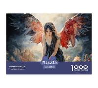 Dark Fantasy Artwork of an Evil Female 1000 Pièces Carton Extra-épais Coffret De Puzzles Girl with Red Wings Stimulant Et Éducatif Défi Unique Puzzles pour Adultes Et Enfants 52x38cm/1000pcs