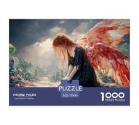 Dark Fantasy Artwork of an Evil Female 1000 Pièces Carton Extra-épais Lot de Puzzles Girl with Red Wings Stimulant Et Éducatif Défi Unique Puzzles pour Adultes Et Enfants 70x50cm/1000pcs