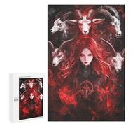Dark Fantasy Artwork with Red-Haired Woman and Demonic Goats Puzzle 1000 Pièces Educa Jouet en Bois Cadeau Unique Décoration Intérieure Jeu Éducatif Challenge Toy Adultes Et Enfants À Partir De 14 an