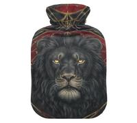 Dark Fantasy Bouillotte avec housse souple Motif lion noir 2 l Pour douleurs musculaires, arthrite, Bolsa Caliente para Dolores musculares