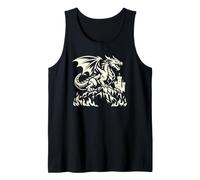 Dark Fantasy Dragon Silhouette Château Flamme Médiéval Gothique Débardeur