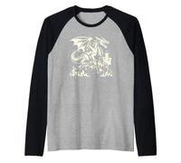Dark Fantasy Dragon Silhouette Château Flamme Médiéval Gothique Manche Raglan