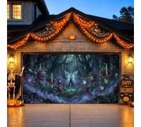 Dark Fantasy Forest Fairy Housse de porte de garage Halloween 397 x 180 cm