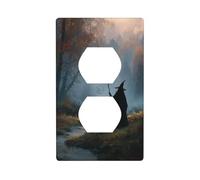 Dark Fantasy Old Witch in Forest Couvercle d'interrupteur décoratif 1 gang Plaque murale pour cuisine salle de bain Taille 7 x 11,4 cm