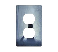 Dark Fantasy Sorcière Balai Foggy Forest Couvercle d'interrupteur décoratif 1 gang Plaque murale pour cuisine salle de bain Taille 7 x 11,4 cm