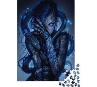 Dark Fantasy Witch 1000Pc for Adults Kids Blue Tentacle Woman Art Educational Games Suitable for Decompression 52x38cm 1000pcs