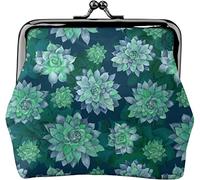 Dark Forest Succulent Mode Porte-Monnaie en Cuir pour Femme, Petite Pochette à la Monnaie avec Fermoir à Fermeture Kiss-Lock Fermeture à Boucle Portefeuille pour Cadeau Fille