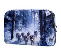 Dark Forest Wolves Trousse de toilette de voyage avec fermeture éclair pour femme, multicolore, 18.5x7.5x13cm/7.3x3x5.1in, Trousse de toilette