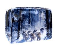 Dark Forest Wolves Trousse de toilette de voyage en PVC avec fermeture éclair pour femme, multicolore, 18.5x7.5x13cm/7.3x3x5.1in, Trousse de toilette