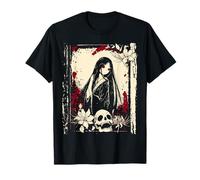Dark Geisha Anime Gothic Girl Skull Horror Aesthetic Art T-Shirt