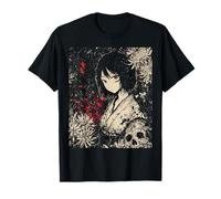 Dark Geisha Anime Gothic Japanese Girl Skull Aesthetic Art T-Shirt