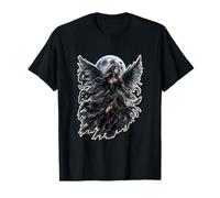 Dark Gothic Angel Wings Moon Fantasy Art Aesthetic T-Shirt