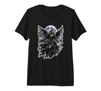Dark Gothic Angel Wings Moon Fantasy Art Aesthetic T-Shirt Haut de Gamme