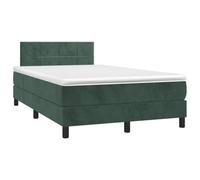 Dark Green LED Bed Frame with Mattress 120x190 cm, Adjustable Headboard, Velvet Upholstery, Pocket Spring System for Bedroom and Guest Room Comfort