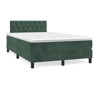 Dark Green LED Bed Frame with Mattress 120x190 cm, Adjustable Headboard, Velvet Upholstery, Pocket Spring System for Bedroom and Guest Room Comfort