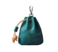 (Dark Green)Medieval Belt Pouch Leather Drawstring Bag for Coin Keys & Wallet
