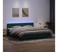 Dark Green Velour Bed Frame with LED Lights and Adjustable Headboard 180x210cm Slatted Base Mattress Set for Modern Bedroom Comfort Sleeping Solution