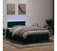Dark Green Velour Bed Frame with LED Lights and Mattress Set 120x220cm, Adjustable Headboard, Pocket Spring Mattress, USB Powered Bedroom Furniture for Modern Home