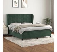 Dark Green Velour Bed Frame with Mattress 180x200cm, Adjustable Headboard, Pocket Spring Support System, Medium Firm Comfort for Back and Stomach Sleepers