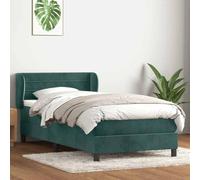 Dark Green Velour Bed Frame with Slats and Mattress 90x220 cm, Adjustable Headboard, Pocket Spring Technology, Memory Foam Topper for Ultimate Comfort and Support