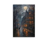 Dark_Haunted_Cityscape_Canvas_Wall_Art_Halloween_Painting_Print_Moonlit_Night_Poster_Gothic_Architecture_Decor Poster Peinture décorative sur toile Affiches murales et art Impression d'art Moderne