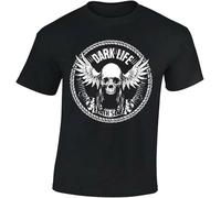 Dark Life T-Shirt Biker Tee Mens Motorbike Rider Bike Clothing Manches Courtes(Medium)