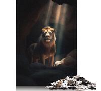 Dark Lion Stare Cave Puzzles 1000 Pieces Cadeau Unique Jeu Éducatif Défi Jouet À De Qualité Supérieure Peinture Art pour Adultes Et Enfants 1000pcs (38x26cm)