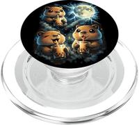 Dark Night Big Moon Capybara Boba Tea Drôle PopSockets PopGrip pour MagSafe