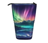 Dark Northern Lights Trousse à crayons rétractable verticale Trousse de maquillage Portefeuille Sac de rangement pour stylos, crayons et petits objets, Noir , Taille unique, Trousse de maquillage