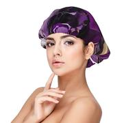 Dark Purple Texture Marble 1 Print Adulte Satin Sleeping Cap, Satin Bonnet pour Dormir - Bonnet de nuit en soie pour femmes et hommes, noir, taille unique