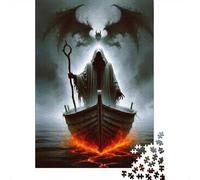 Dark Reaper Boat Jigsaw for Adults Teens Ghost Ship with Fiery Glow Educational Game for Wall Decoration and Gifts 70x50cm 1000pcs
