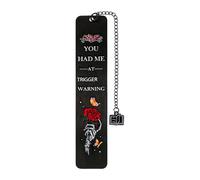 Dark Romance Bookmarks, Gothic Aesthetic Marker, Trigger Warning Quote Bookmark with Bold Printed Message, Page Holder Accessory with Slim Durable Card Design, Reader Gift Stationery, for Adults