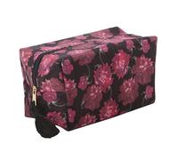 Dark Romance Trousse de maquillage à imprimé floral | Pochette de voyage gothique pour les essentiels de beauté | Trousse de maquillage dramatique à motif floral foncé | Idée cadeau pour un usage