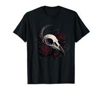 Dark Roses Crâne Corbeau Croissant de Lune Gothique T-Shirt